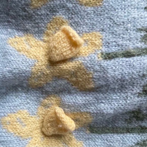 Vintage Novelty Daffodil Wool Cardigan made in Britain - Picture 10 of 11